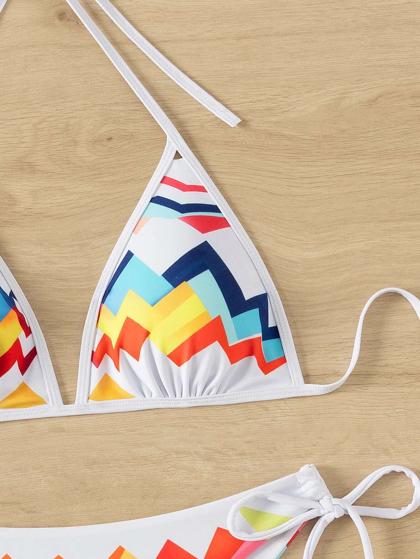 Dongdumaoyi Sexy White Geometry Print Swimwear Women New In Colorful Push Up Drawstring Side Thong Swimsuit Beach Bathing Suit Bikini