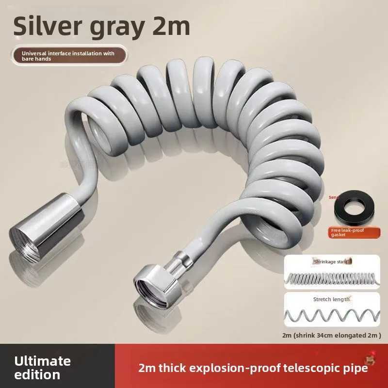 Toilet spray gun telescopic hose bidet water inlet pipe spring pipe shower pipe elastic hose water saving Y251107