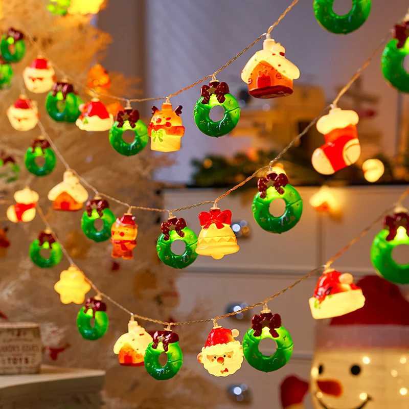 20LED Xmas String LightsBattery Operated-Cute Santa/Bear/Stocking Designs Indoor Decor for Christmas Party Perfect Holiday Gift W251107