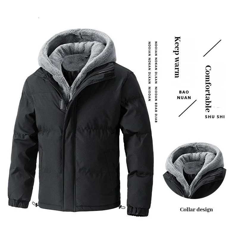 Winter New Thick Plus Size Warm Mens Fake Two-piece Trendy Cotton Jacket with Loose Zipper and Casual Cotton Jacket for MenT251107