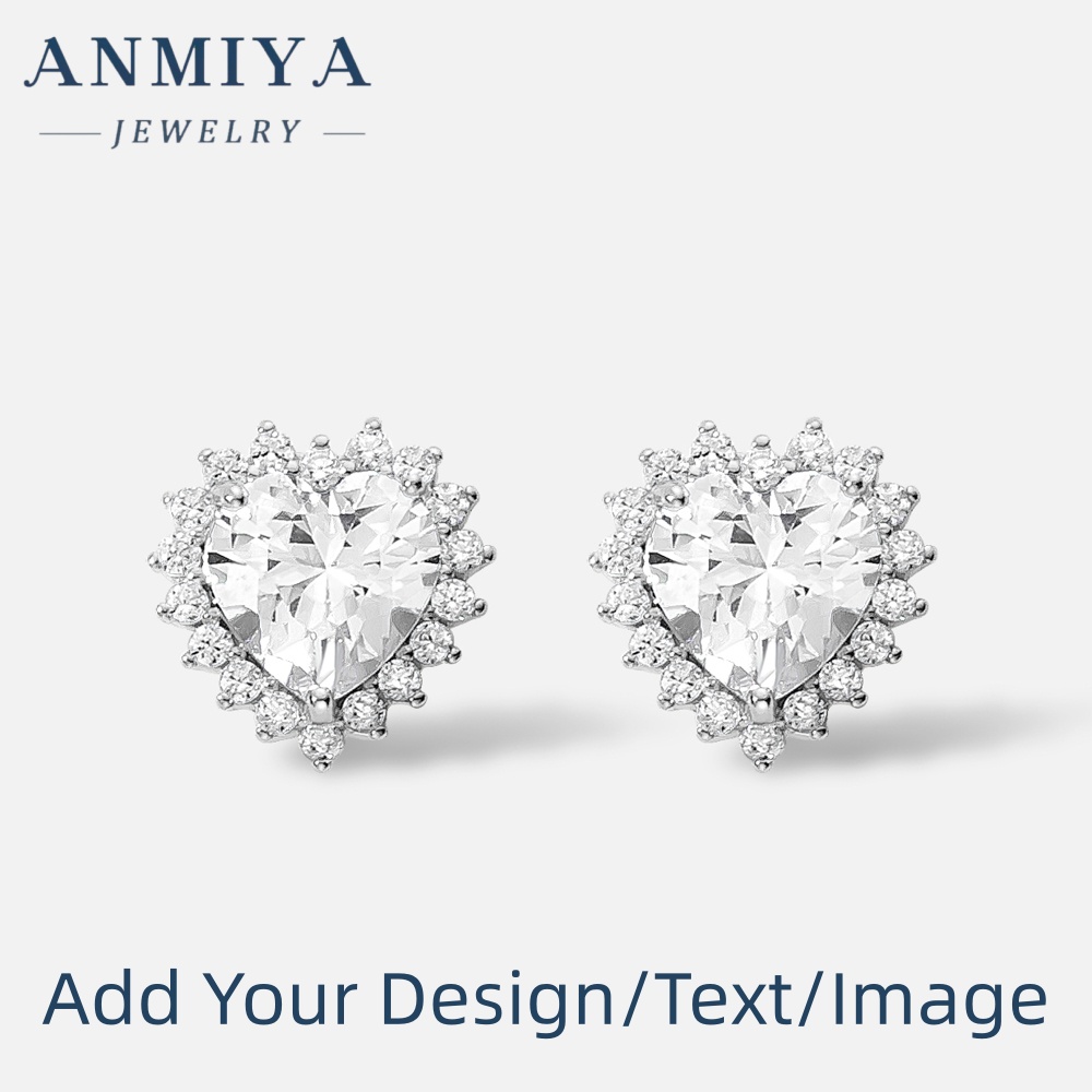 Custom Cute 925 Sterling Silver Zircon Day Heart Stud Earrings Real Gold Plating Hollow Small Heart Earring for Girls Women Jewelry