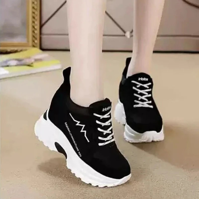 Trendy Womens High Rise Single Shoes 2024 Thick Soled Casual Sports Womens Shoes Zapatillas Mujer Platform Zapatos Mujer 250402