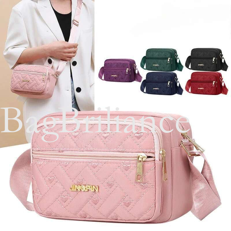 2025 New Fashion Embroidery Women Nylon Square Handbags Lady's Shoulder Cross Body Female Casual Women's Zipper Handbag