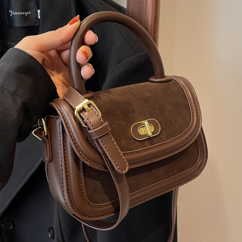 2025S Designer Women S Bag Autumn Winter Frosted For Women New Fashionable And Trendy Western Style Crossbody Bag Hand Held Button Small Square Bag