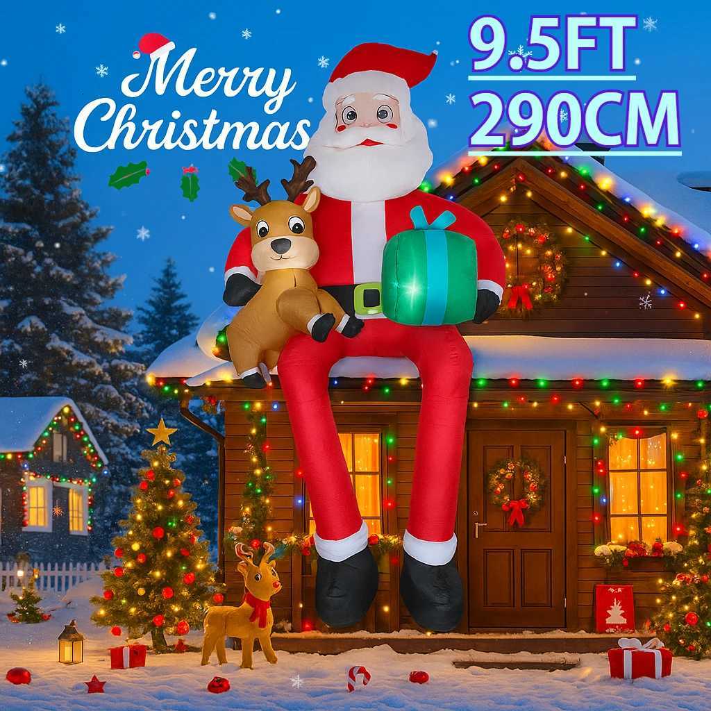 95FT Inflatable Christmas Santa Claus Decoration Reindeer Gift LED Home Ornament Christmas Gifts Supplies Toy Xmas Yard Decor W251107
