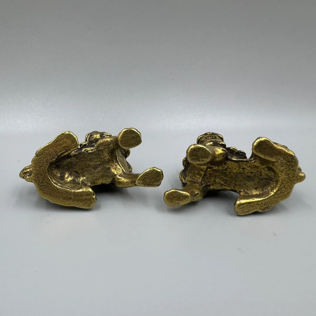 Luxurious Chinese Pixiu Lion Figures Durable Brass Craftsmanship Perfectly Suited for Interior Enhancement