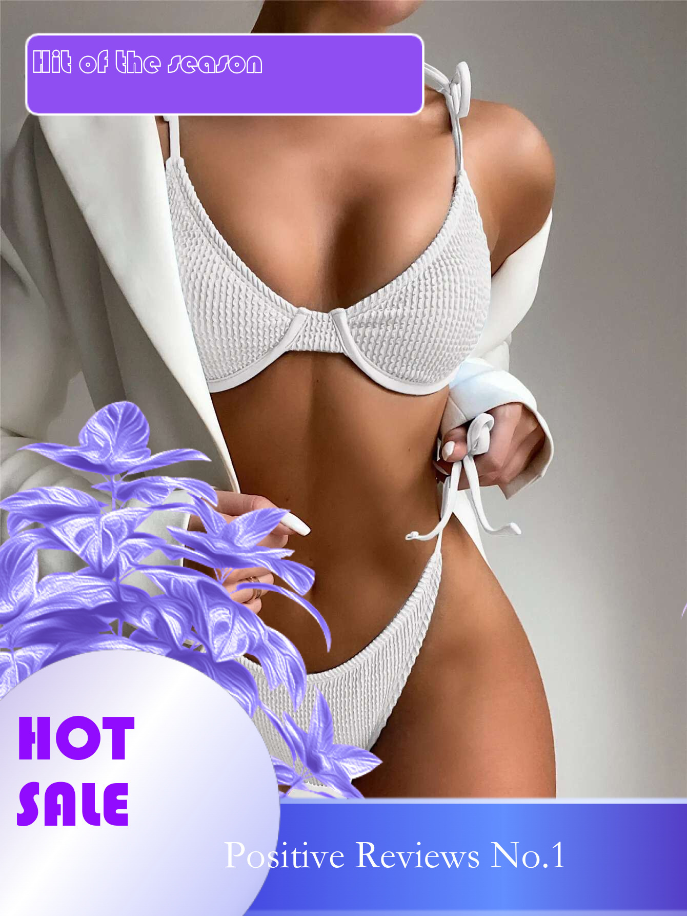 Dongdumaoyi Sexy Underwire Bikini Women White Black Push Up Micro Swimsuit Brazilian Cut Out Beach Bathing Suit Tie Side Thong Swimwear