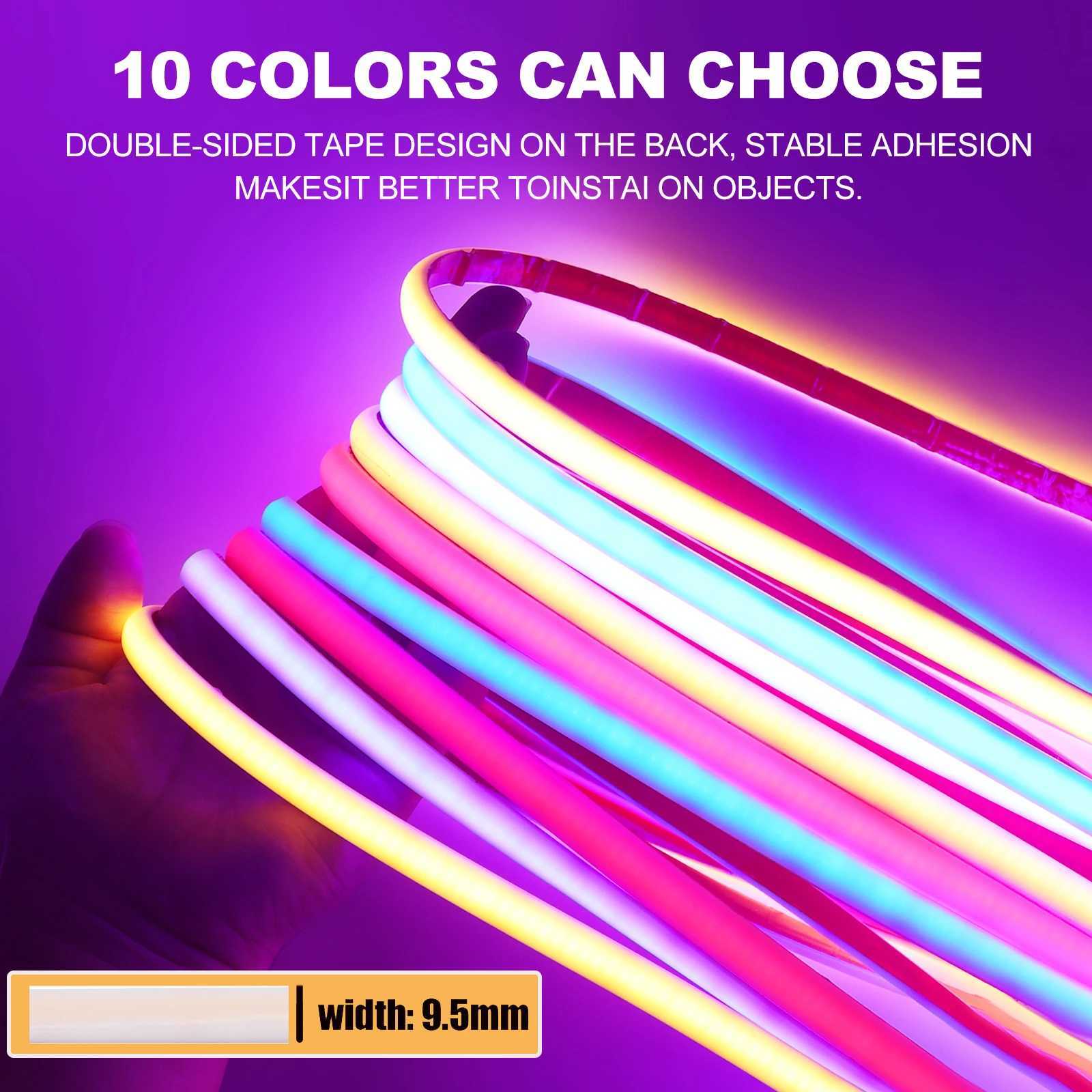 12V 24V IP68 Waterproof COB Neon Strip Hight Bright 320Leds/M Yellow/Pink/Red/White/Ice Blue/Pink Flexible Ribbon Rope LED Light W251107