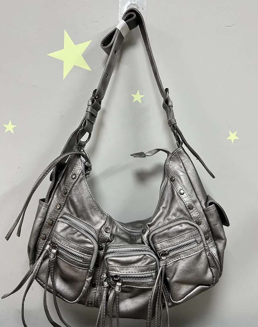 Angelkiss Women Fashion Bags Vintage PU Leather Handbags Multiple Pockets Shoulder Purse Bag Tassel Bolsa