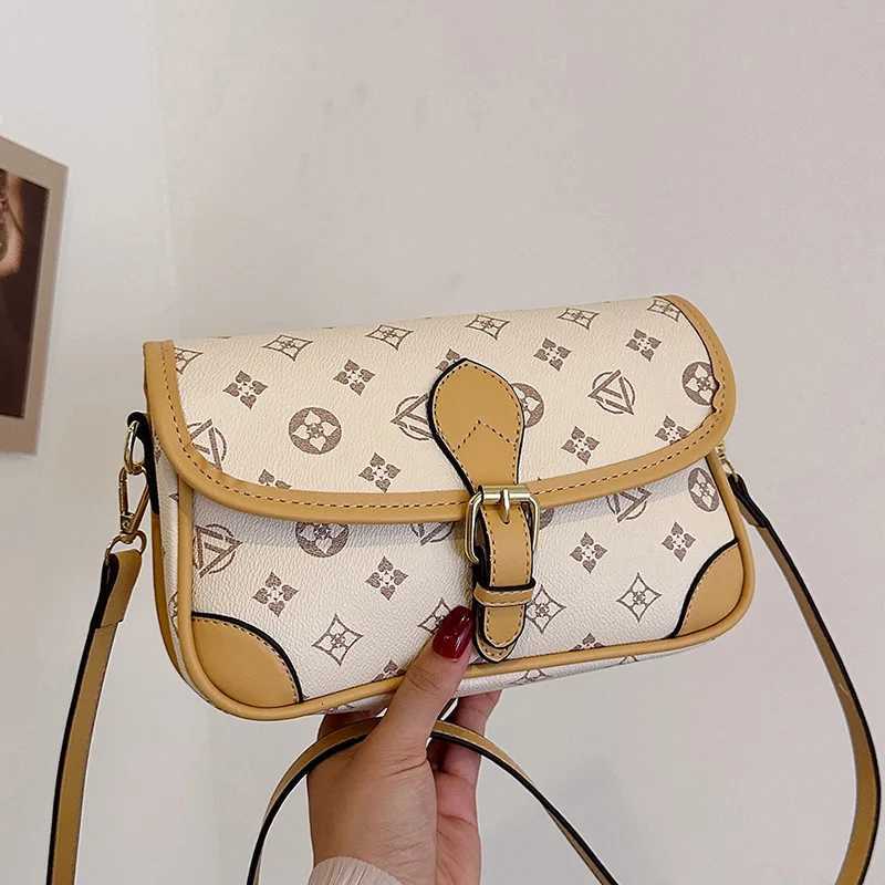 2025 Womens Commuter Bag Shoulder Crossbody Small Square Style Retro Old - flower Print Wide Shoulder Strap Chic Armpit BagW251107