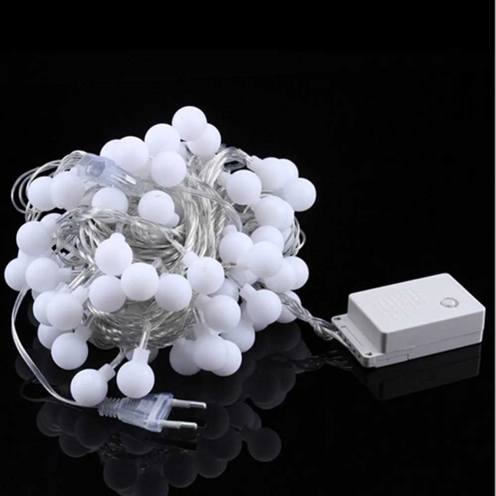 10M 100 LED Globe String Lights Warm White/White Ball Fairy for Party Christmas Wedding New Year Indooroutdoor Decoration W251107