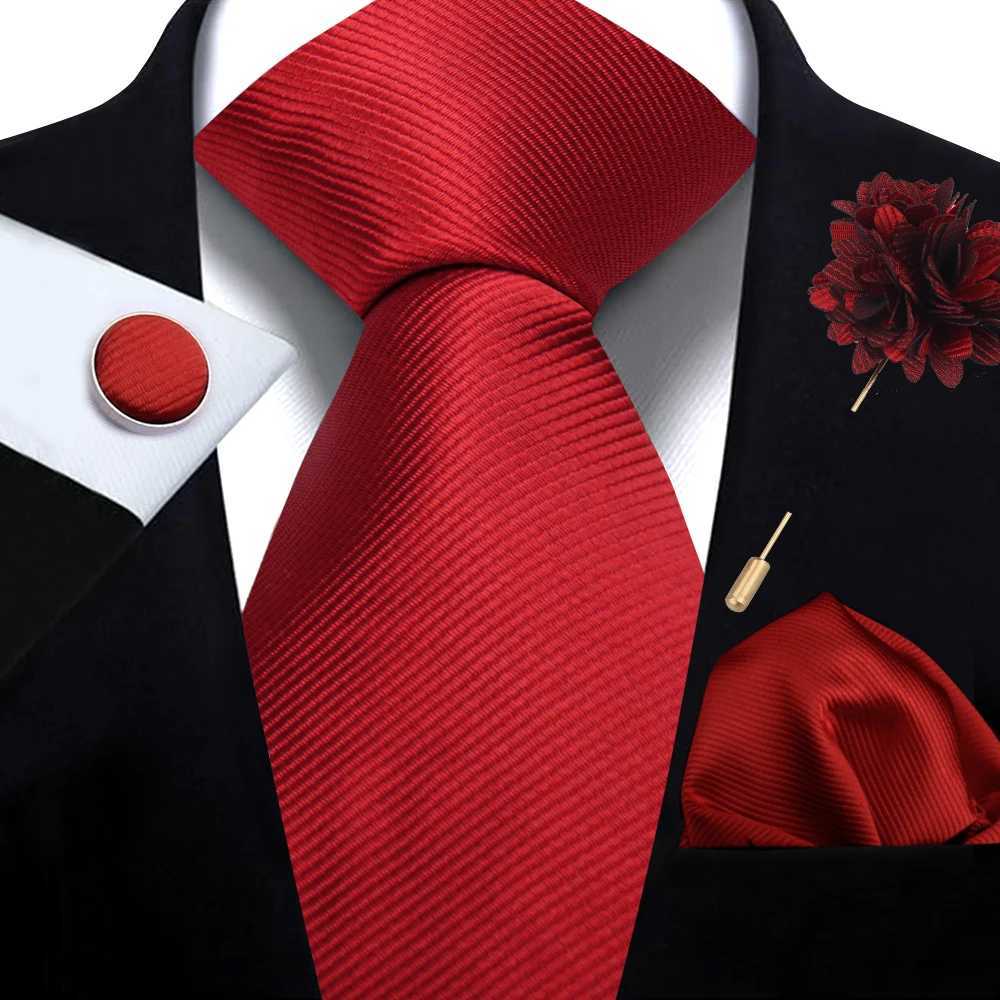 Brand Business Solid Color Ties Handkerchief Cufflink Tie clip Pin Set For Men Formal Necktie Party Wedding Men Accessoreis Gift X250407