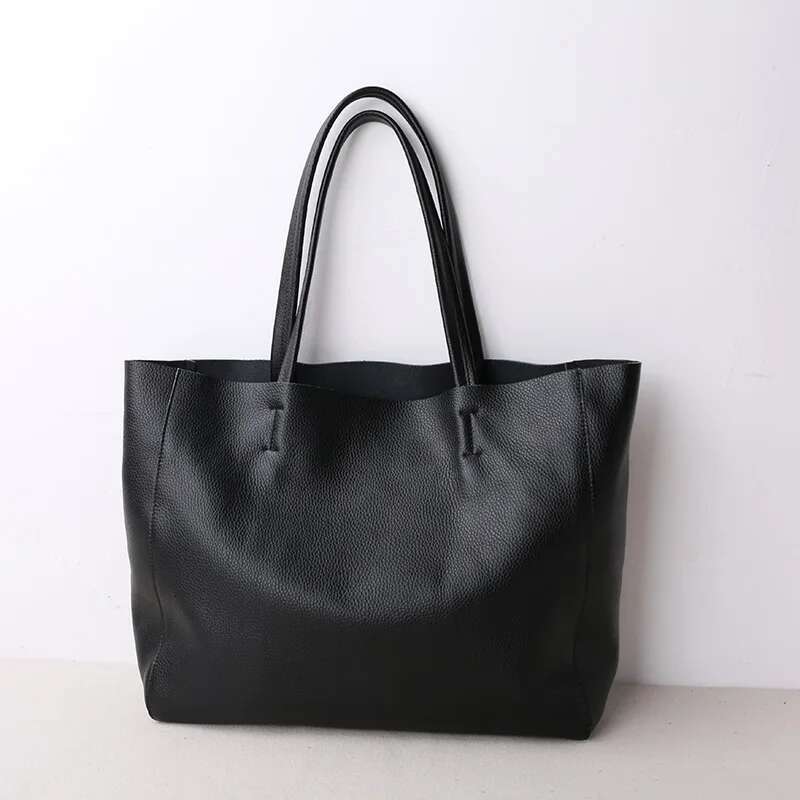New Women Dee Cowhide Genuine Leather Totes Handbag Lady Simple Soft Satchels Bag High Capacity Waterproof Shopping Bags