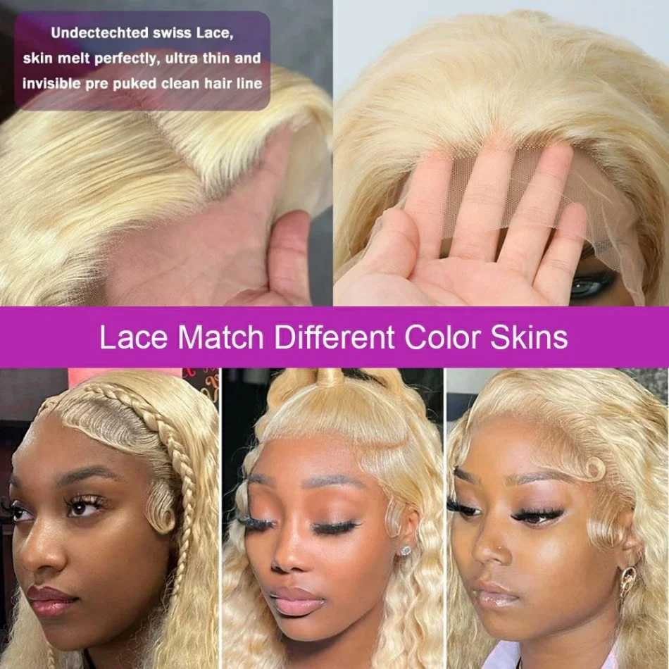 613 hd Lace Frontal Wig 13X6 Blonde Human Hair Wigs for Women 13X4 Deep Wave Curly hd Lace Front Human Hair Wig 200 High Density W251107