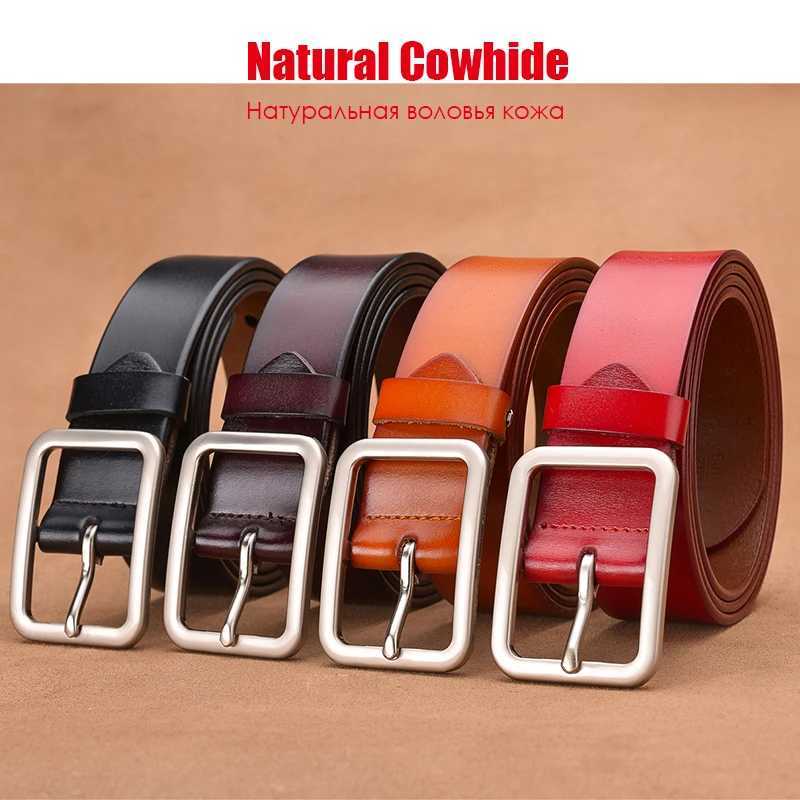 VATLTY 95cm-115cm Womens Leather Belt 33mm Natural Cowhide Alloy Silver Buckle Unisex Brown Belt Fashion Trousers Girdle MaleT251107
