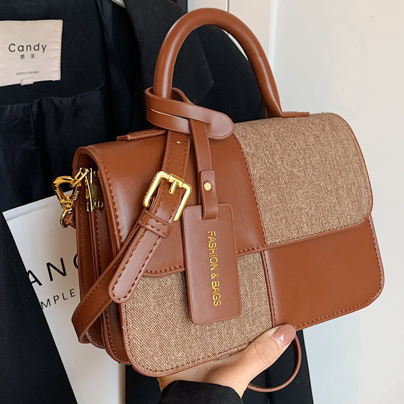 2025S Designer Women S Bag Autumn Versatile Fashionable Women S New Matte Shoulder Crossbody Dual Color Splicing Hand Held Small Square Bag