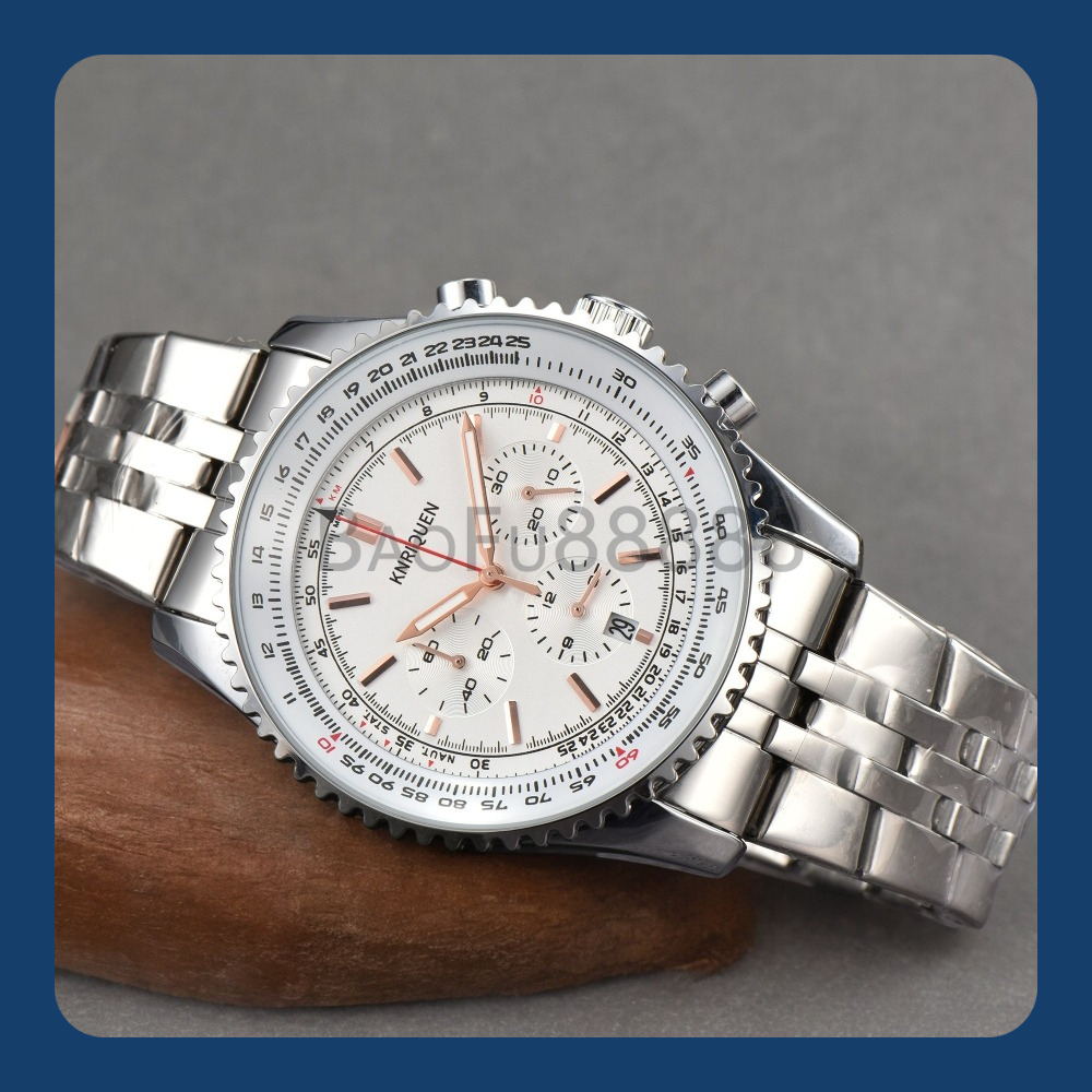 Top 3 Dial Luxury Watches for Men Quartz Wristwatch Business 50mm Daily Waterproof Automatic Date Leather Strap Elegant Designer Watches High Quality Male Clocks