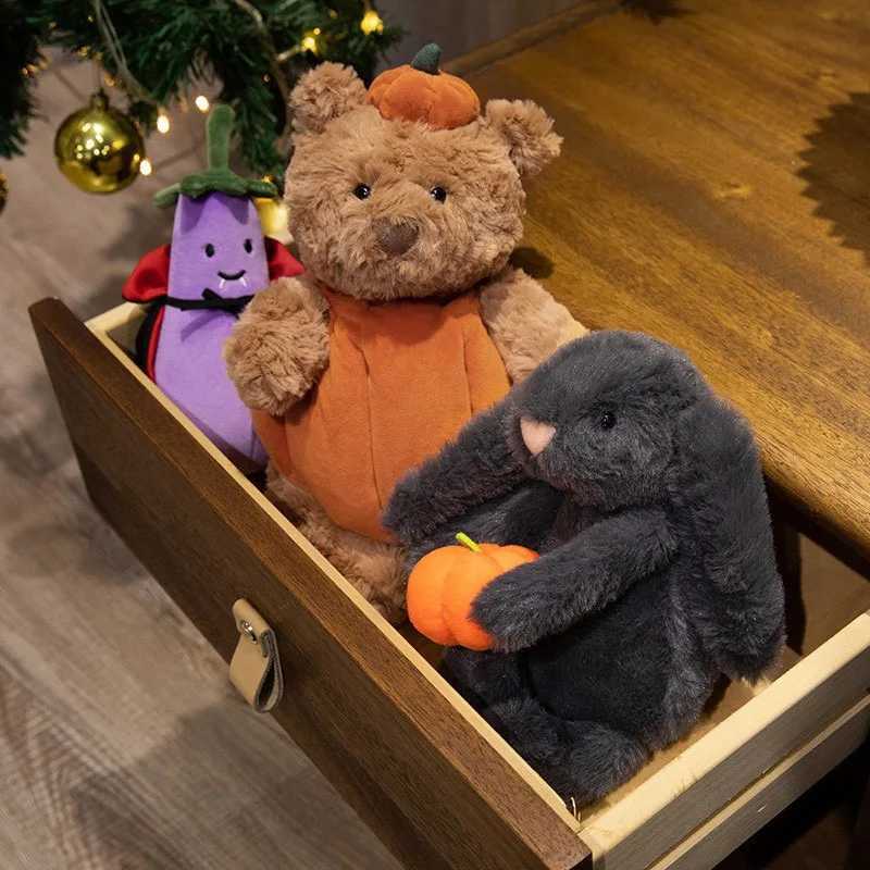 30cm Cute Creative Bear Pumpkin Wearing Suit Can Take Off Stuffed Lovely Bear Halloween Celebration Birthday Holiday Gift C251107