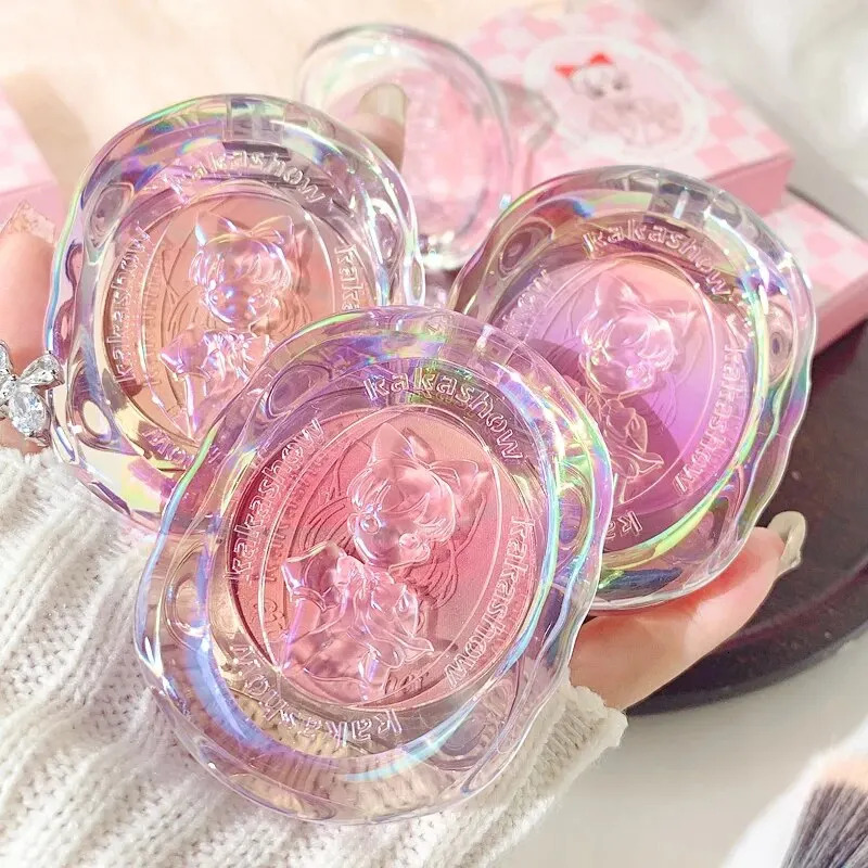 KAKASHOW girl heart shape gradual change powder blusher matte red cheeks purple white natural nude makeup decorative plate 250325