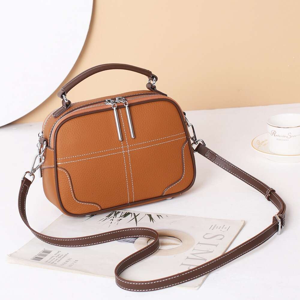 Luxury Bag Designer Leather Women's High-end Fashion Small Square Shoulder Messenger Bag Simple tuote Top Cowhide Tote