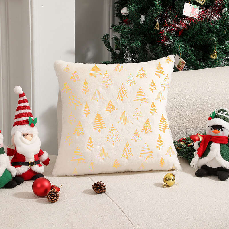 New Christmas Tree Gold Stamping Double-Sided Pillowcase Atmosphere Decoration Cushion Cover