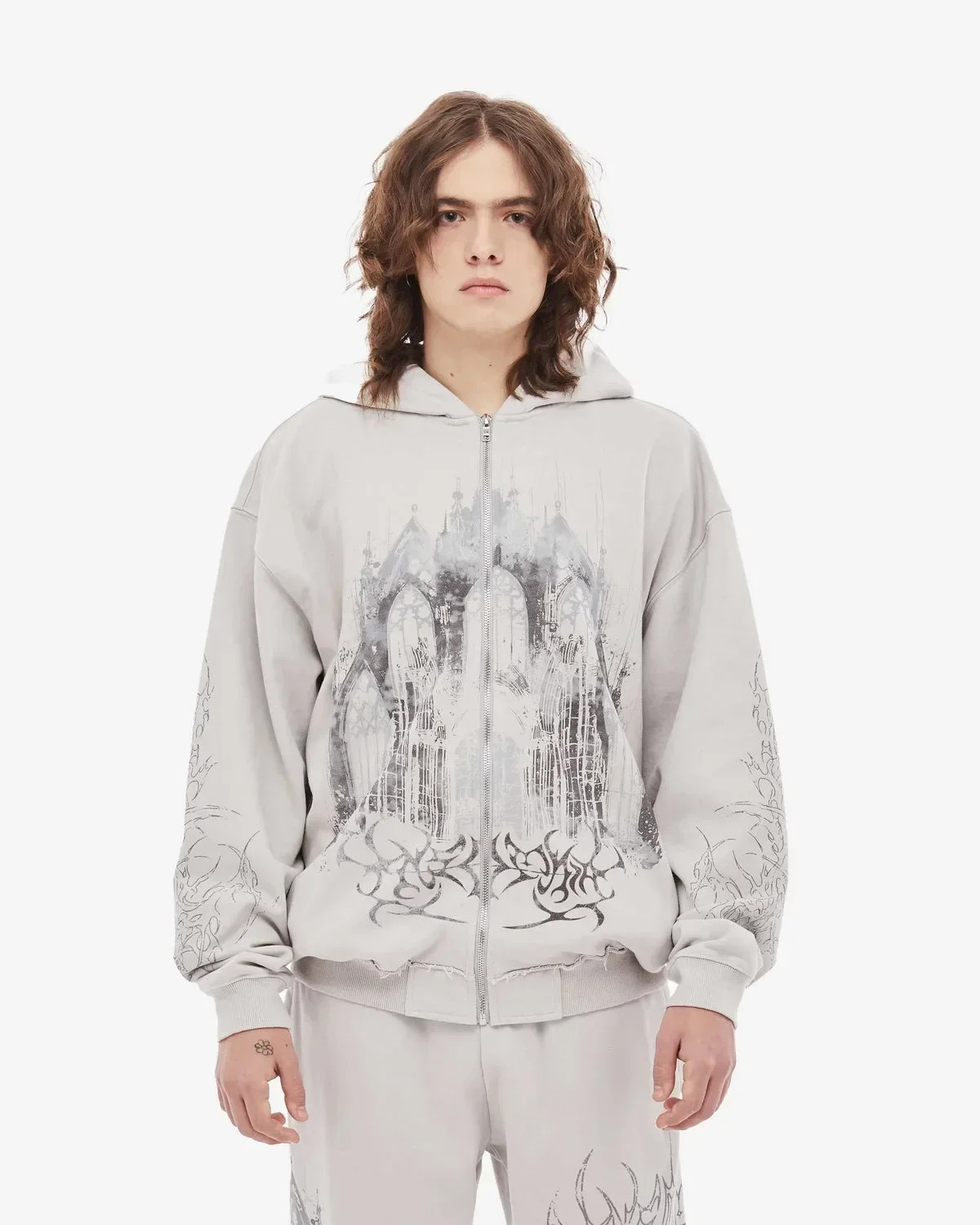 Retro Spring Autumn Aesthetic Printed Gothic Fashion Zipper Hoodie Hip Hop Sportswear Casual Y2k Top Womens Kpop Clothing 250403
