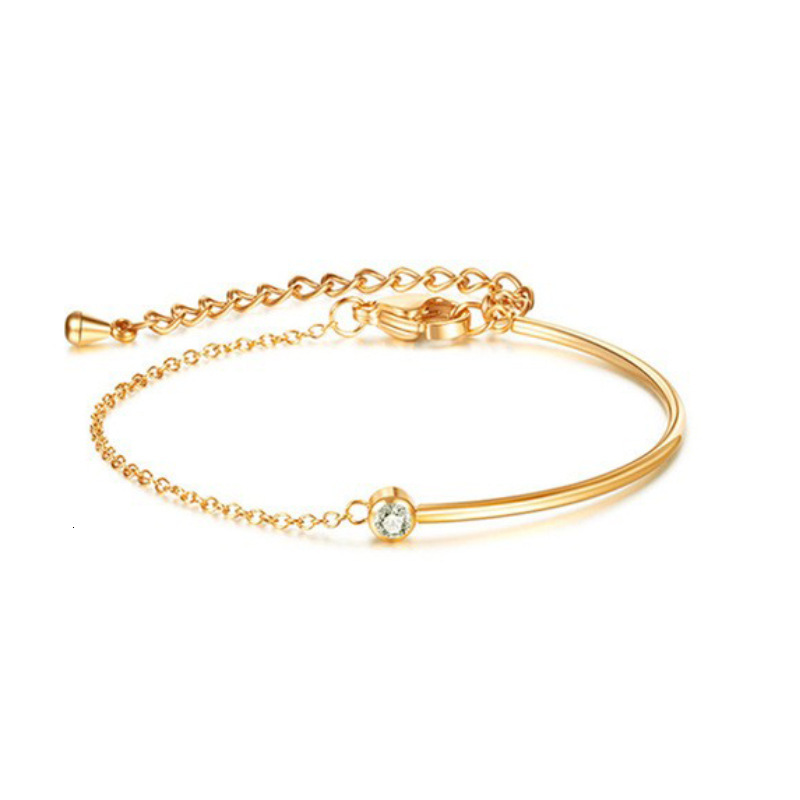 Dingyuan Korean version titanium steel simple personalized zircon bracelet for women, niche and cold style jewelry trend, high-end feeg