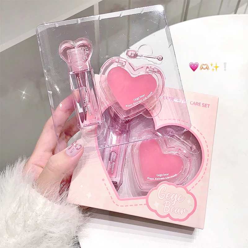Gel bear plant extract lipstick set moisturizing lipstick gloss set moisturizing colorless moisturizing W250407