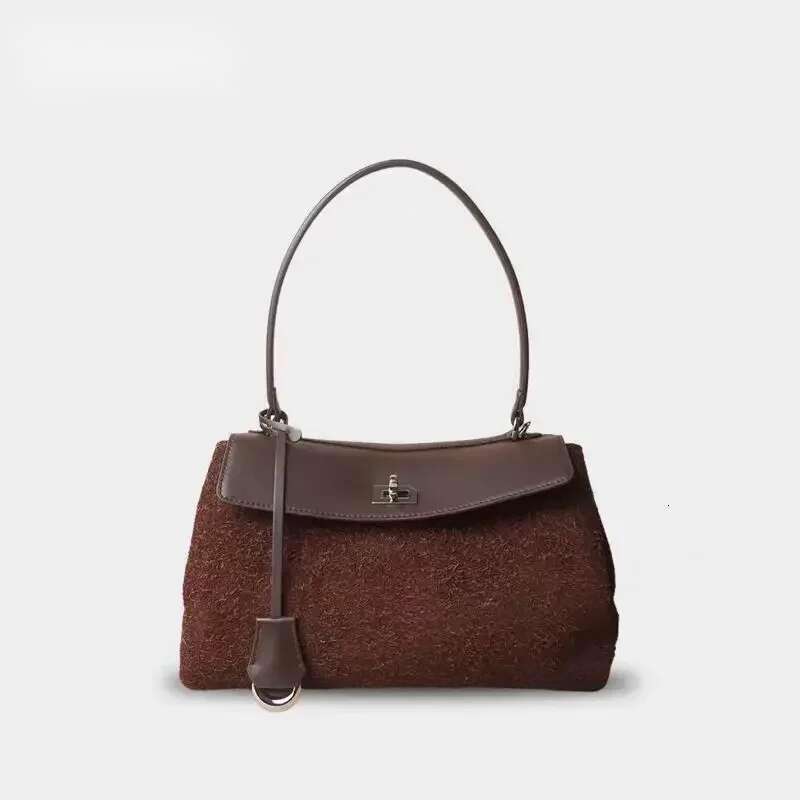 Vintage Snowflake Veet Suede Leather Tote Green Coffee Color Women Handbag Extremely Romantic Imagery In Winter Shoulder Bag