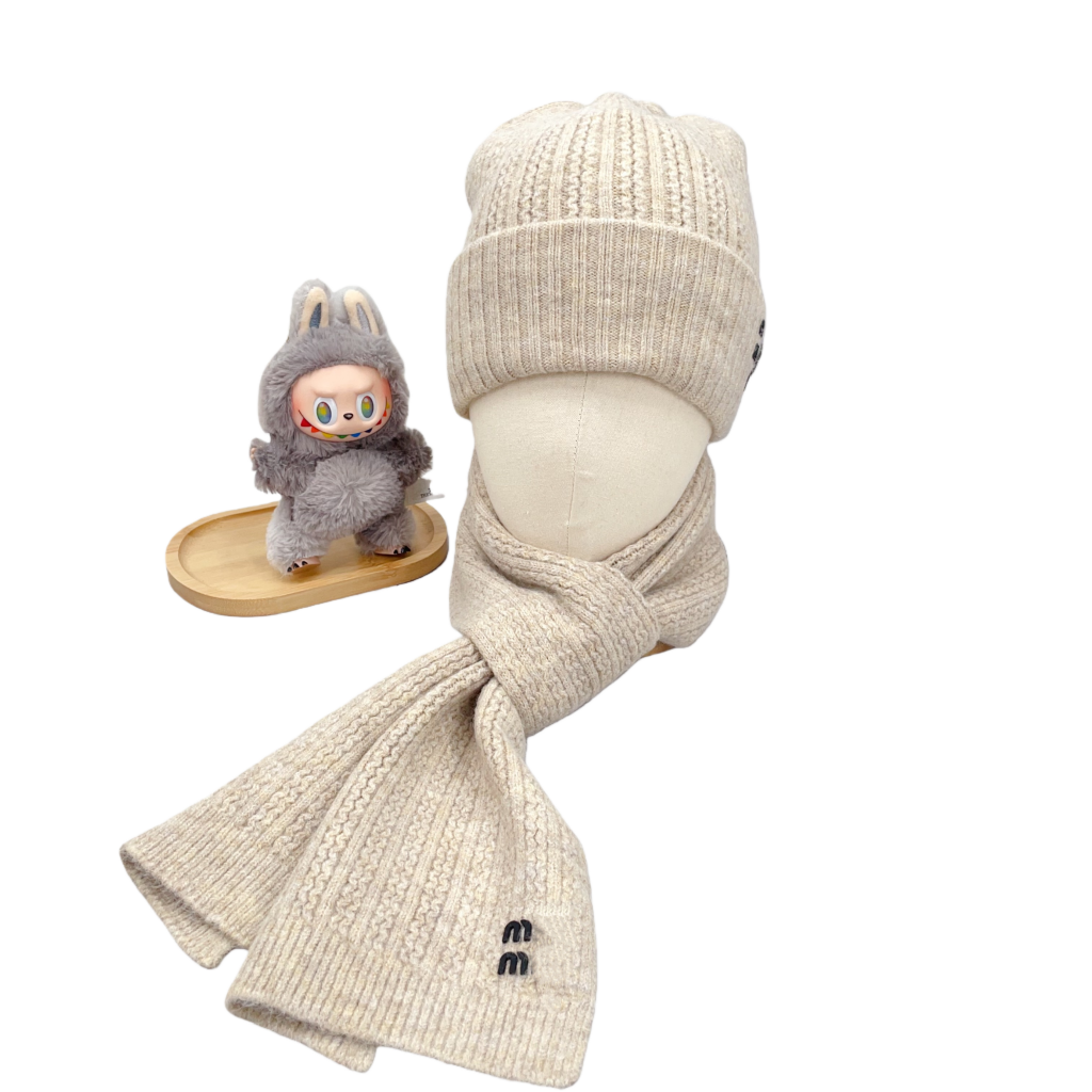 apricot designer beanie bonnet designer gloves warm hat three pieces a set and scarf set three piece set scarf luxury gloves designer 3 pieces set scarf polo beanie