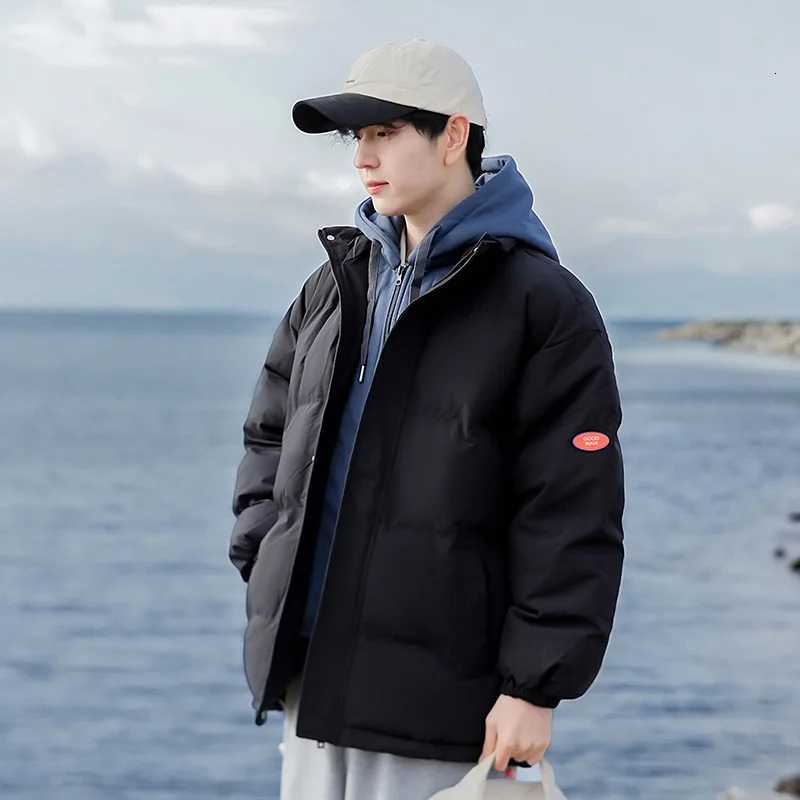 Womens Men Parka Solid Color Harajuku High Quality Men Hooded Casual Warm Thickened Jacket Men Fashion Casual Parka Winter CoatT251107