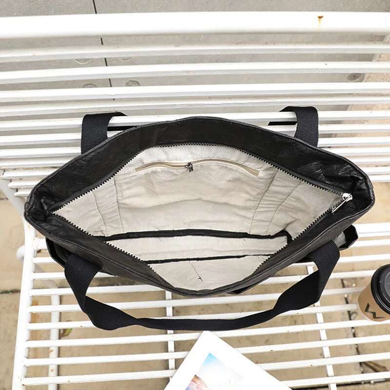 Hylhexyr Dupont Shopping Bag Waterproof Handbags Shoulder Bags Washable Kraft Paper Totes With Zipper