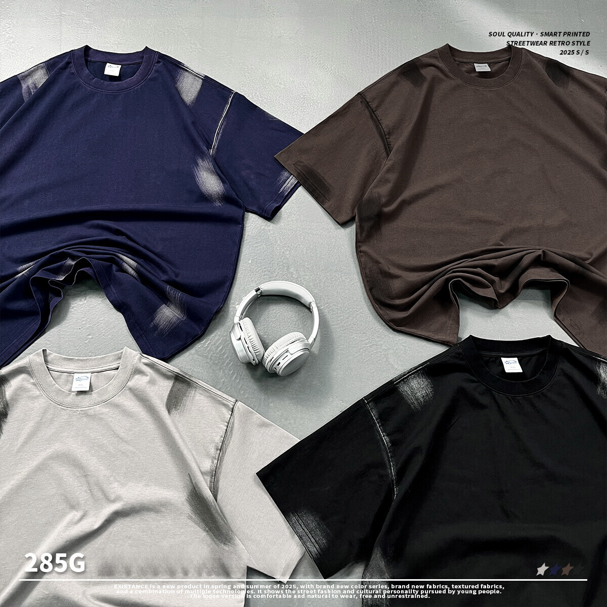 Chain Trendy | 2025 Summer New Collection Washed and Used Men's Clothing Short Sleeve Graffiti Brushed Paint Personalized T-shirt