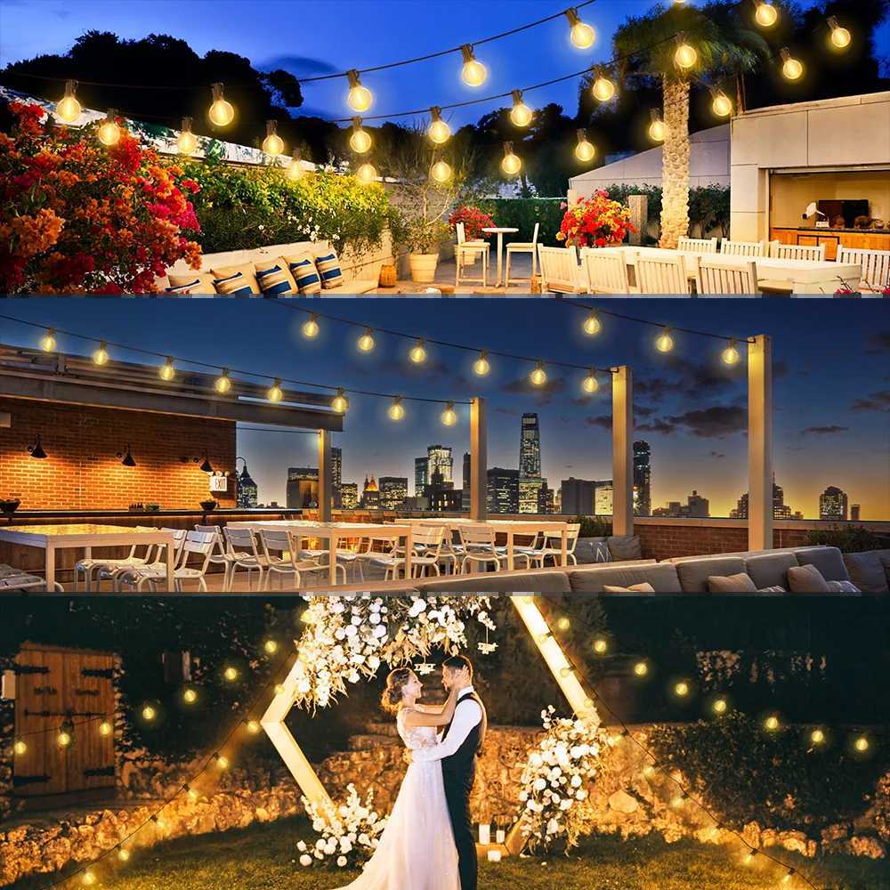 30/20/15/105/76M 30 Pcs Bulbs G40 String Light Glass 5W Bulbs Outdoor Garland UK Plug Connectable Christmas Garden Decoration W251107