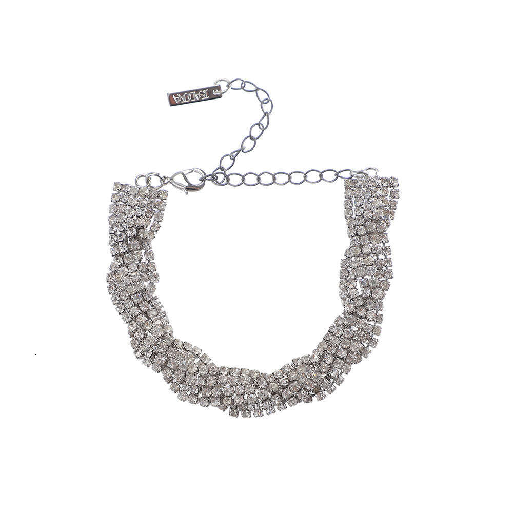 Simple urious woven Fried Dough Twists Personalized and fashionable commuting senior sier dia bracelet