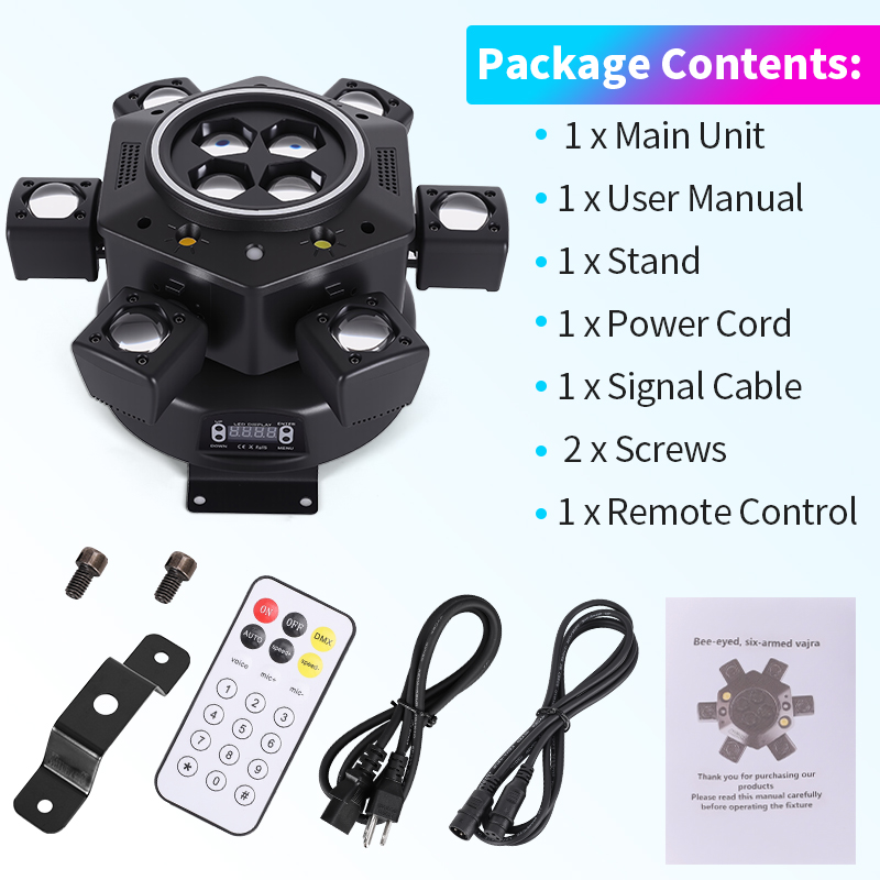 Stock In USA Beehive six-arm swaying stage light strip remote control with adjustable lighting strips