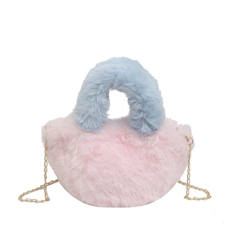 2025S Designer Women S Bag Hairy Handbag For Women In Autumn Winter Cute And Fashionable Chain Small Square Bag Contrasting Color Plush Single Shoulde