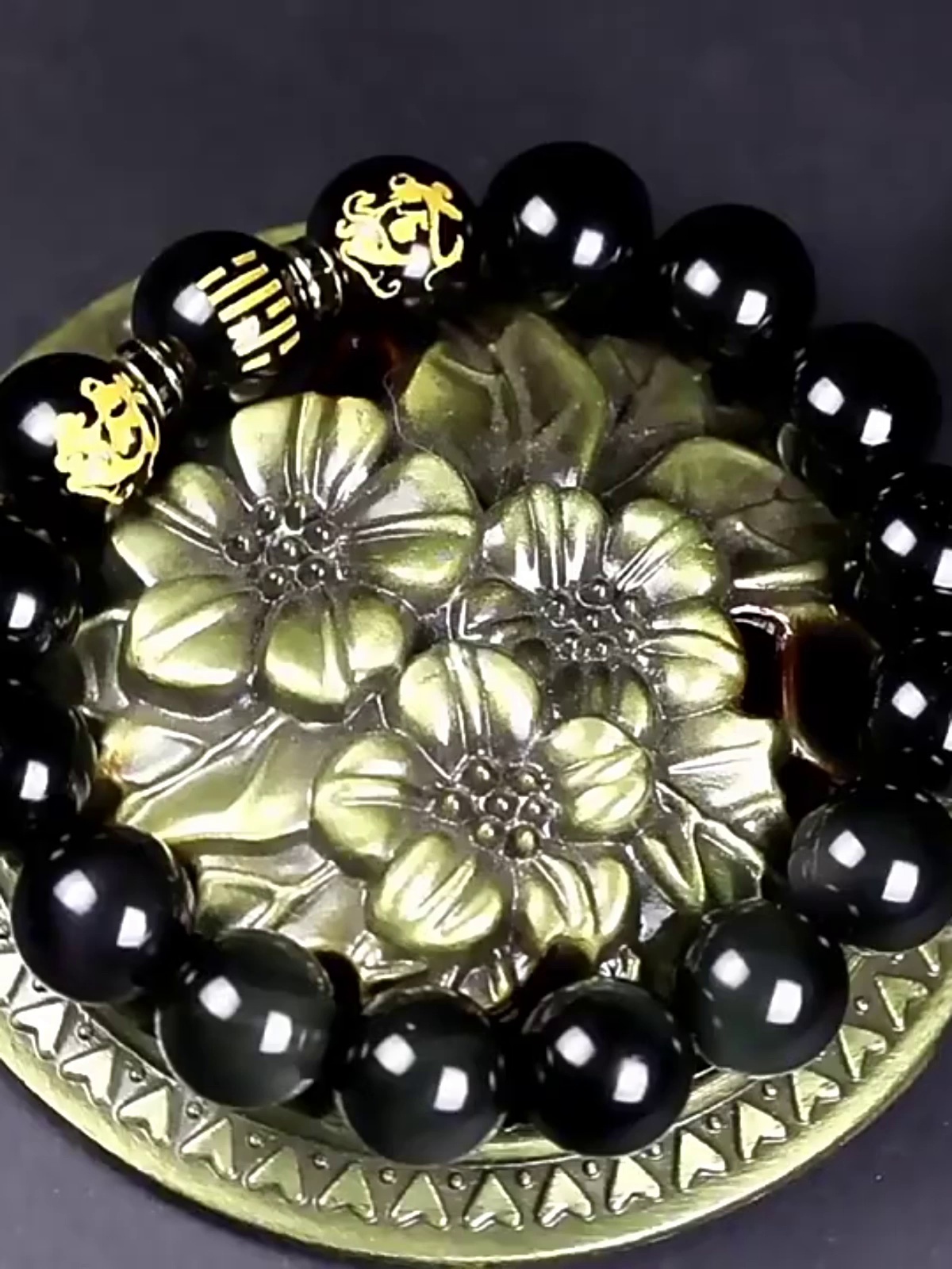 Obsidian five elements of water jewelry black crystal bracelets for men and women