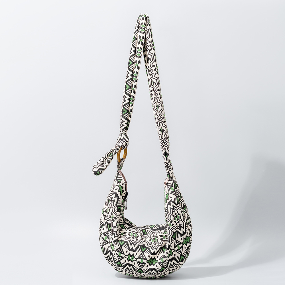 2025S New Model Designer Ethnic Wind Wave Bohemian Style Commuter Canvas Bag Women S Shoulder Bag Totebag