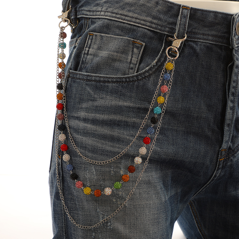 High quality colored ceramic clay diamond beads waist chain stainless steel body chain jewelry