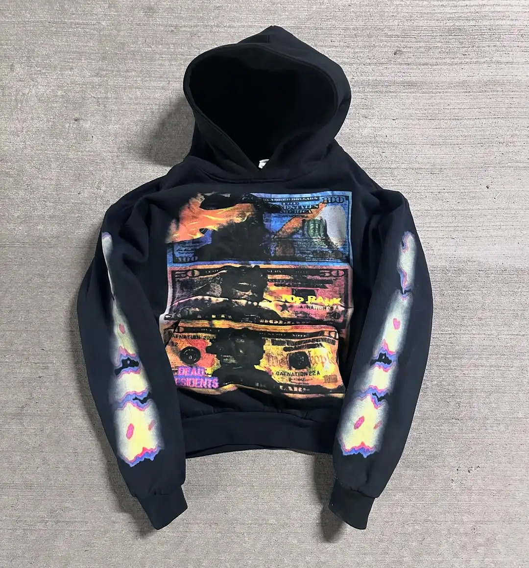 American Hip Hop Fashion Printed Hoodie Mens Y2K Street Retro Harajuku Featured Jacket Casual Zipper Hoodie 250403