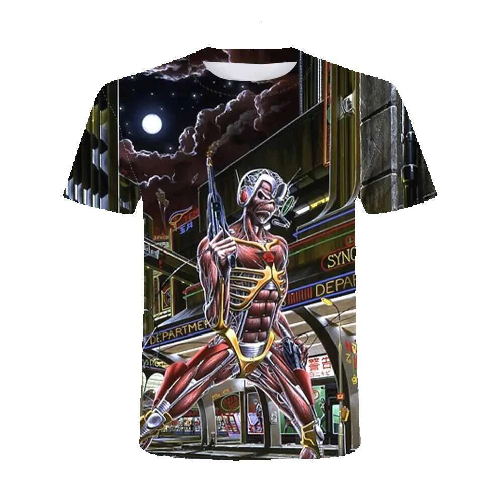 2025 trendy summer muscle warrior photo men's casual 3D printed T-shirt hip-hop metal personality round neck top 6XL