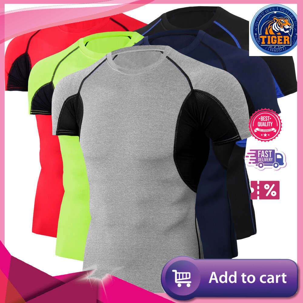 Ddmytiger Men S Tight Fitting Short Sleeved T Shirt Fiess Running Training Elastic Quick Drying Clothing H