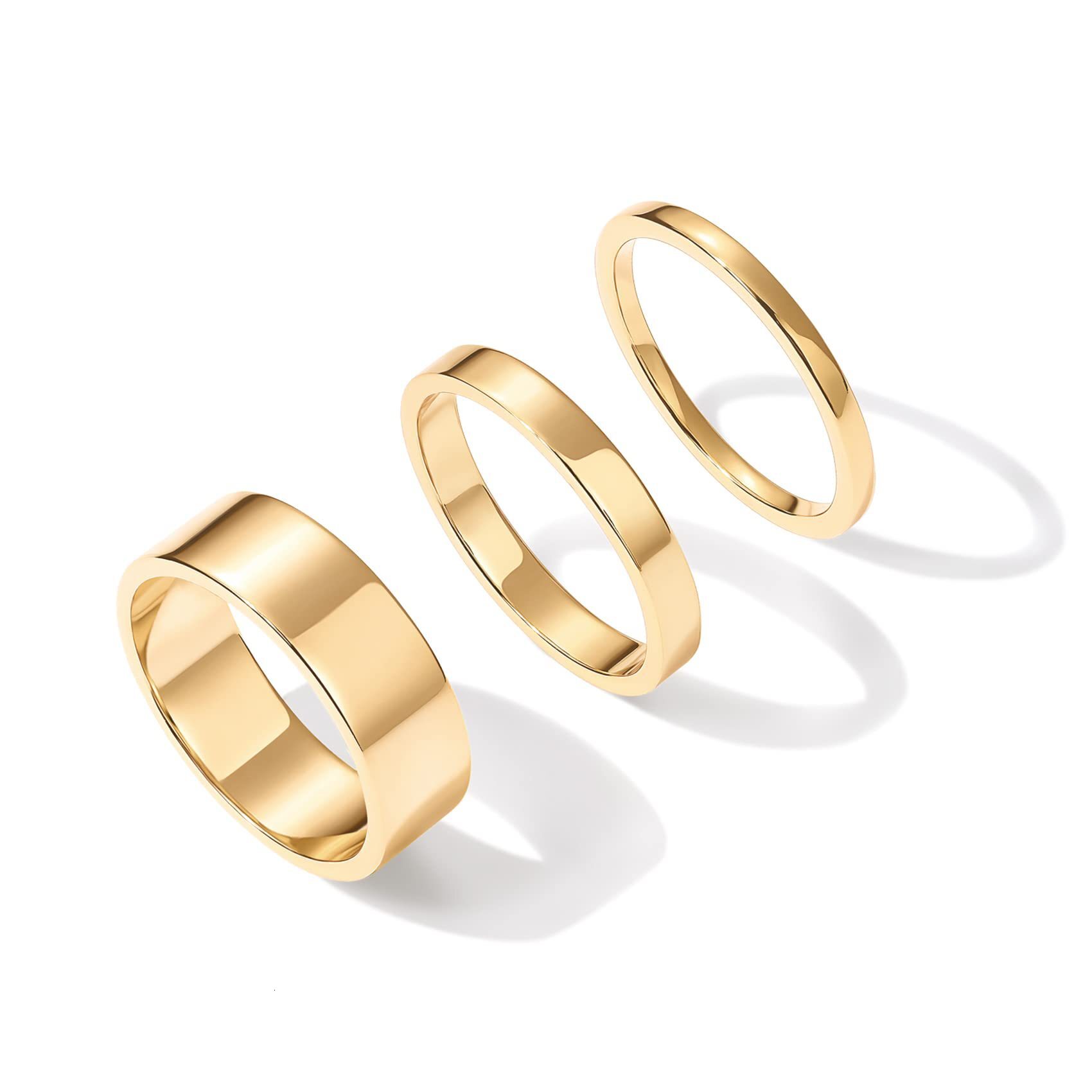 Hot selling stainless steel gold-plated 3-ring set, niche minimalist women's gold stacked ring