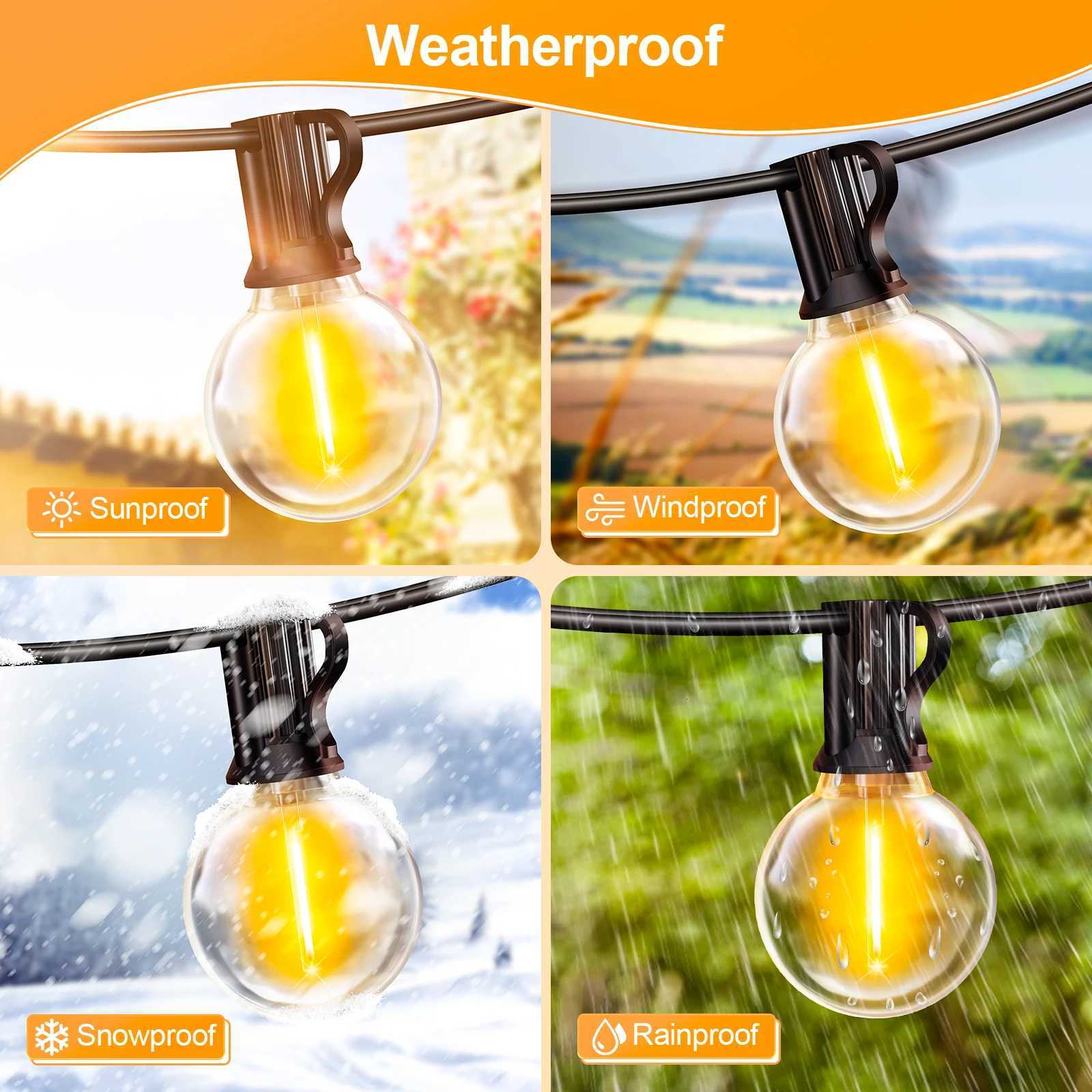 30/20/15/105/76M 30 Pcs Bulbs G40 String Light Glass 5W Bulbs Outdoor Garland UK Plug Connectable Christmas Garden Decoration W251107