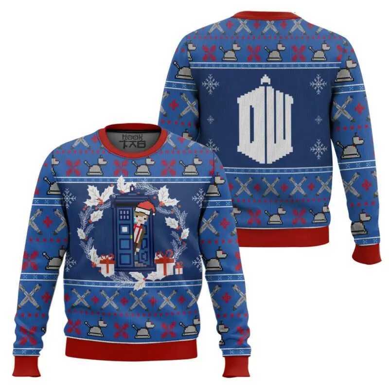 Tardis Doctor Ugly Sweaters Funny Holiday Party Pullover Novelty Warm Cozy Plus Size Sweater for Men Women Xmas Gift 2026XJ251107