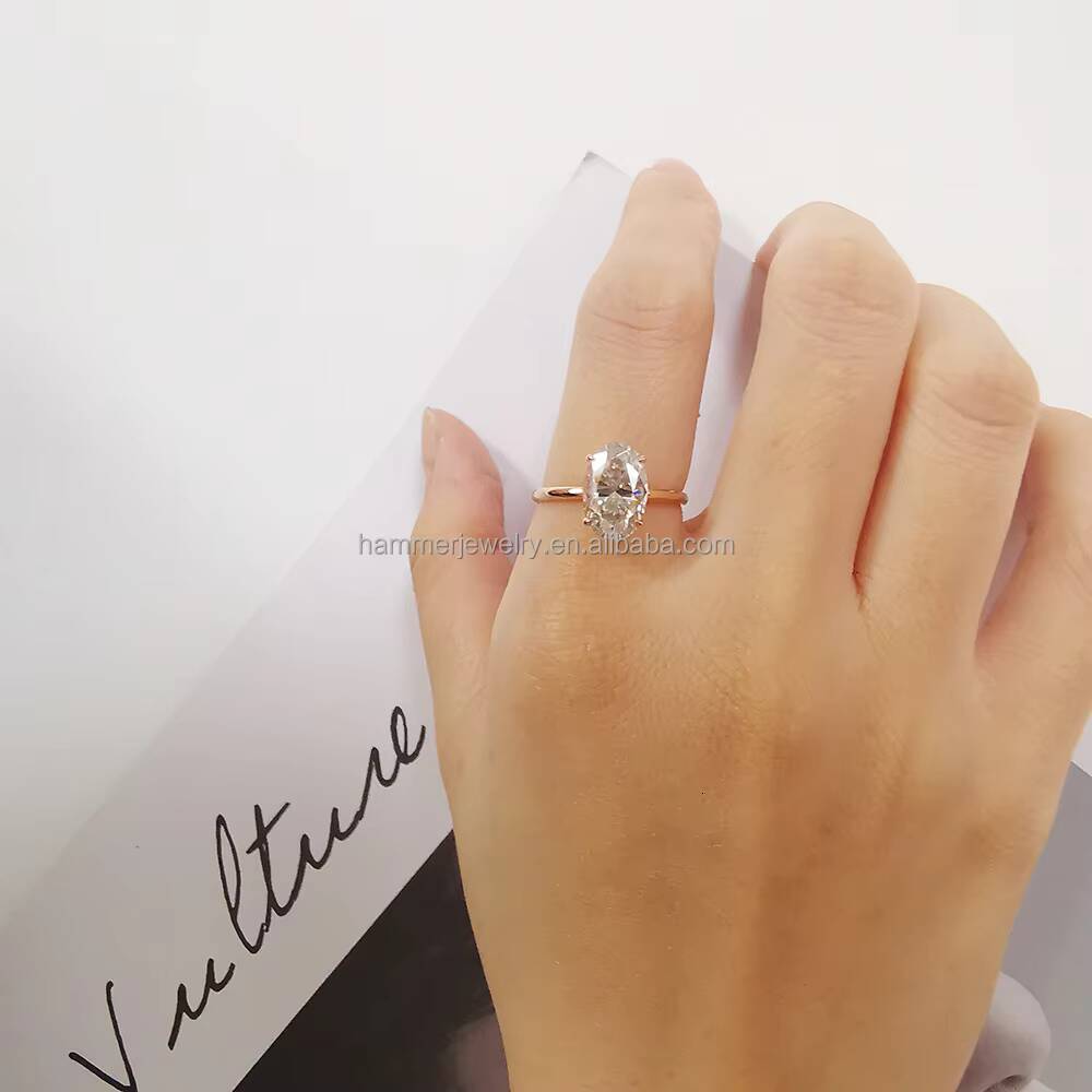 Hot Sale Engagement 14k Solid Gold 3CT Oval D/VVS Moissanite Diamond Rings Fine Jewelry Rings