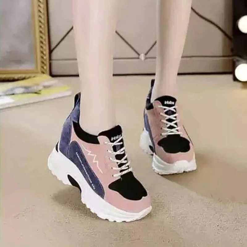 Trendy Womens High Rise Single Shoes 2024 Thick Soled Casual Sports Womens Shoes Zapatillas Mujer Platform Zapatos Mujer 250402