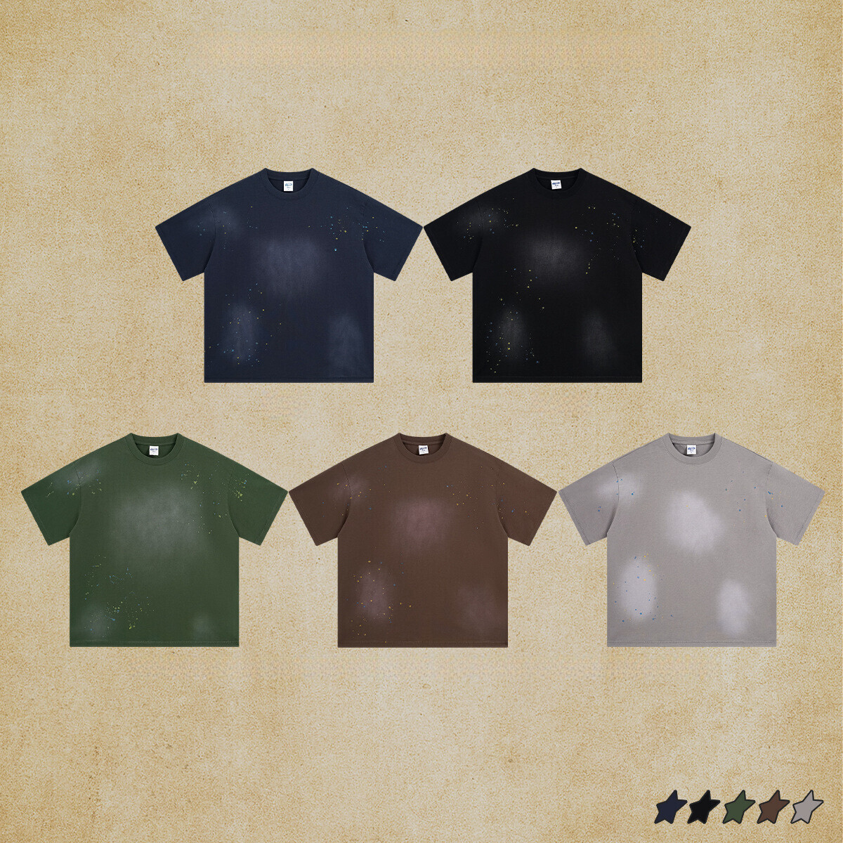 Chain | 2025 Summer Trendy Brand Wash Water Men's Wear Short Sleeve Spray Horse Willow Splash Ink Splashing Personalized T-shirt