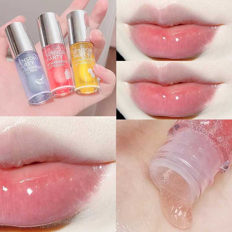 Fruit crystal jelly lipstick peach moisturizing plump lipstick transparent glass lip gloss lipstick W250407